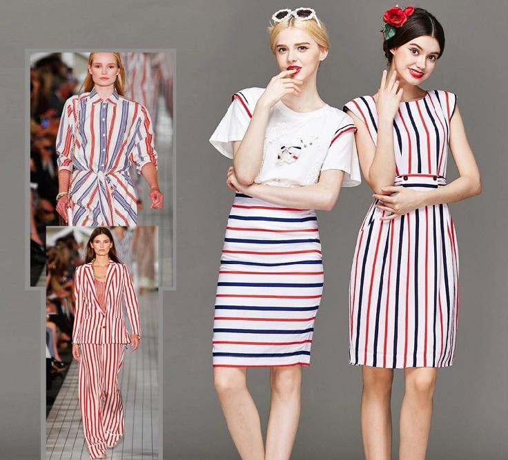 popular Stripe shirt and skirt 