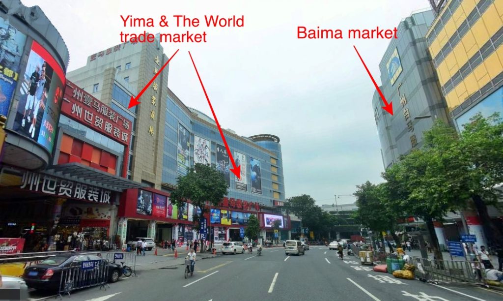 Baima and Yima garment market beside the street